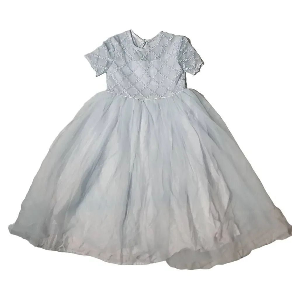 Storybook Heirlooms Girls Size 4 Blue Tulle Embroidered Bodice Dress